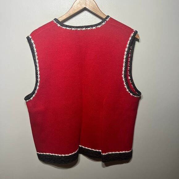 VTG 90s Susan Bristol Vest Sweater Angora Zip Cat Embroidered Christmas Ugly XL - Picture 7 of 9